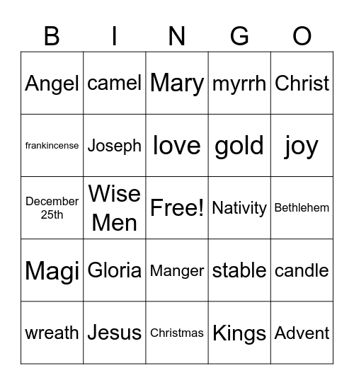 Christmas Bingo Card