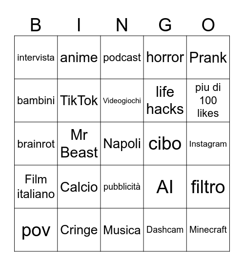 YouTube Shorts 2 Bingo Card