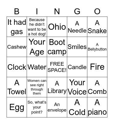 Riddles Bingo Card