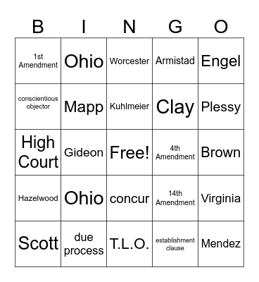 Landmark cases Bingo Card
