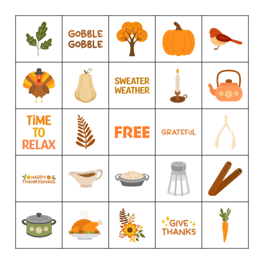 TURKEY BINGO Card