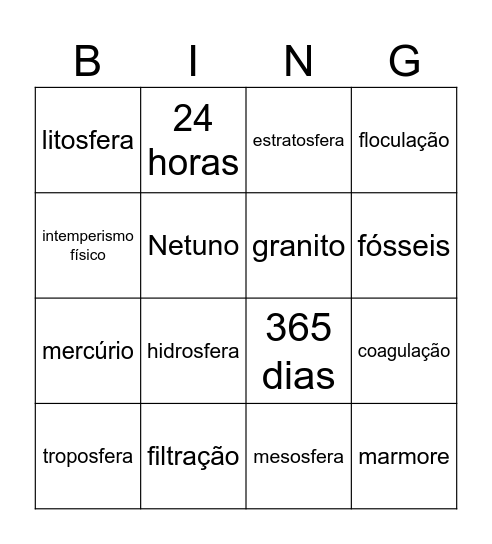 Revisão Se Liga Bingo Card