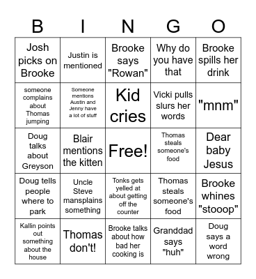 Rhodes Thanksgiving Bingo Card