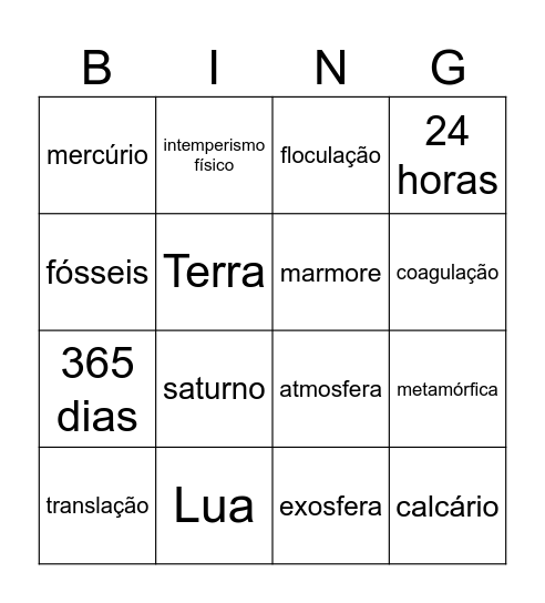 Revisão Se Liga Bingo Card