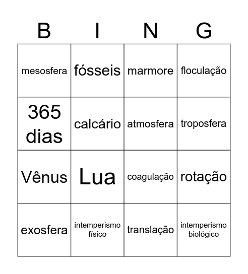 Revisão Se Liga Bingo Card