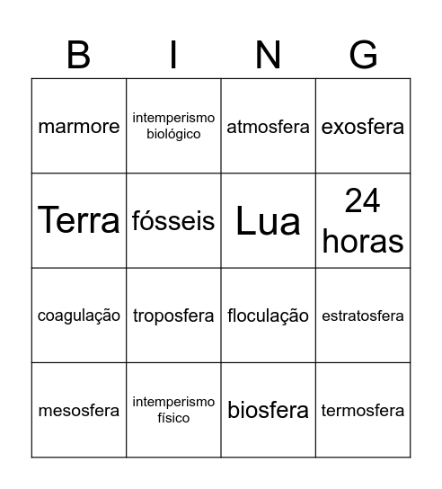Revisão Se Liga Bingo Card