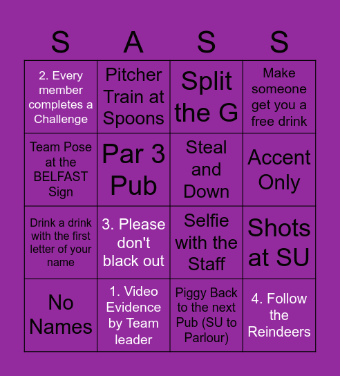 12 PUBS OF CHRISTMAS Bingo Card