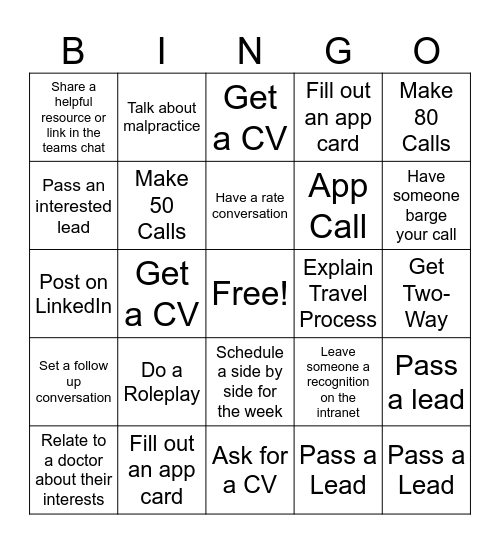 Call Blast Bingo - ARs Bingo Card