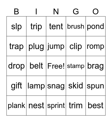 Short vowel review Bingo Card