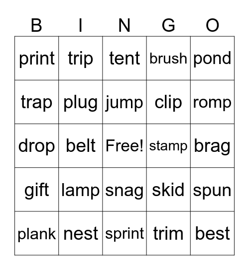Short vowel review Bingo Card