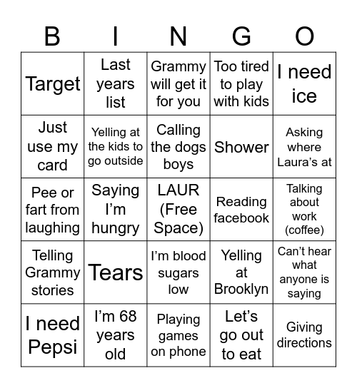 Thanksgiving Bingo Card