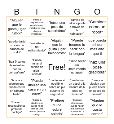 Dia de Accion Bingo Card