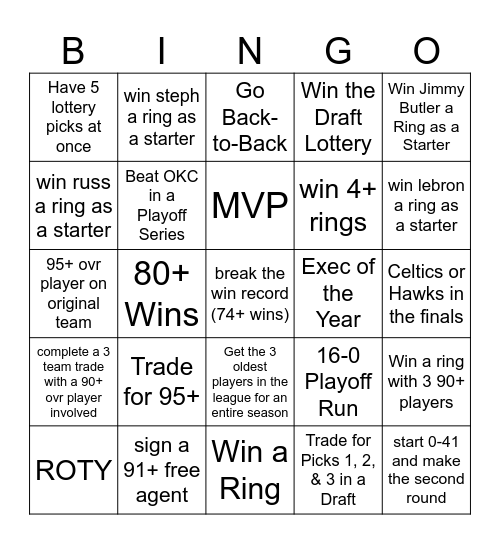 2k bingo Card