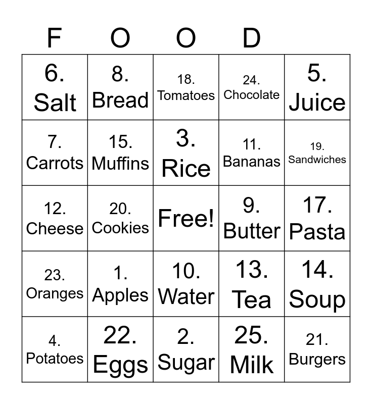 Unit 5 Bingo Card