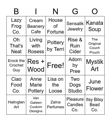 Christmas Convent Market Bingo Card