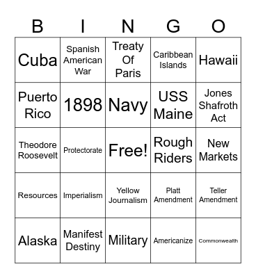 Imperialism Bingo Card