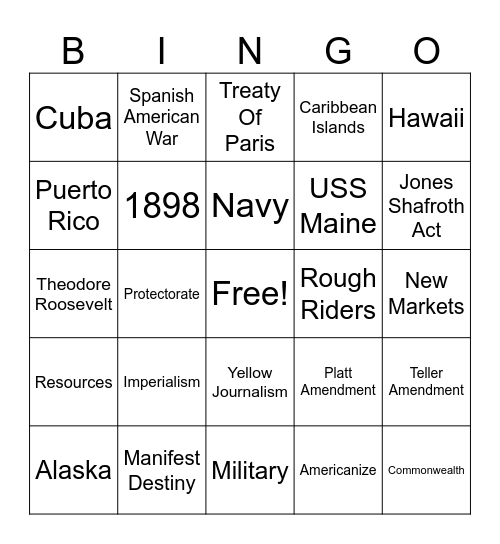Imperialism Bingo Card