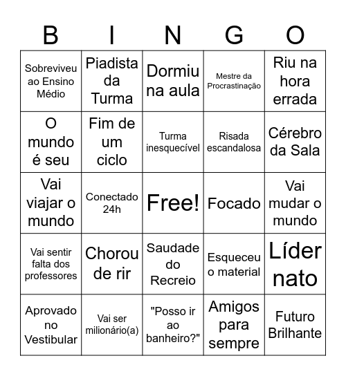 Bingo do Terceirão Bingo Card