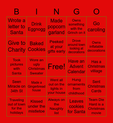 Christmas Bingo Card