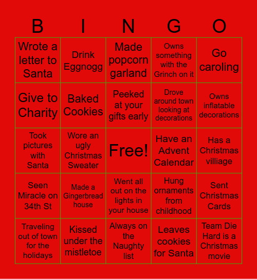 Christmas Bingo Card