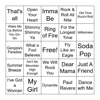 Round # 3 - All The Hits - Any Two BINGOS Bingo Card