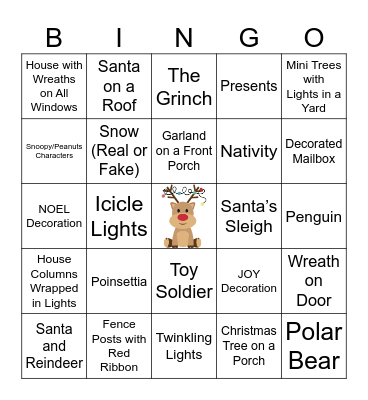 Christmas Lights Bingo Card