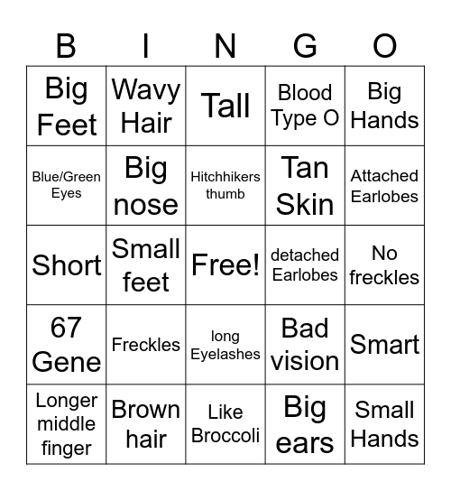Cade Bingo Card