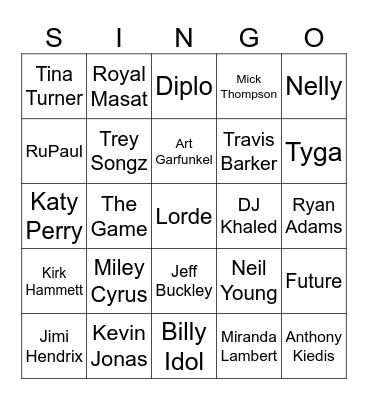 November Birthdays Singo: 2 Lines Bingo Card