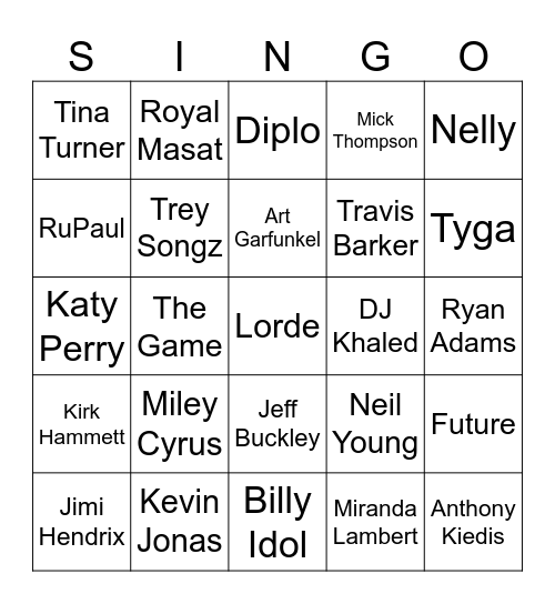 November Birthdays Singo: 2 Lines Bingo Card