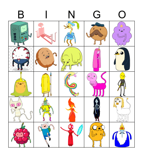 Adventure Time Bingo Card