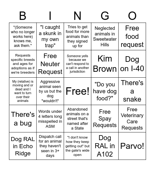 TCAS Bingo Card