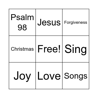 Family Worship Sunday Bingo Card