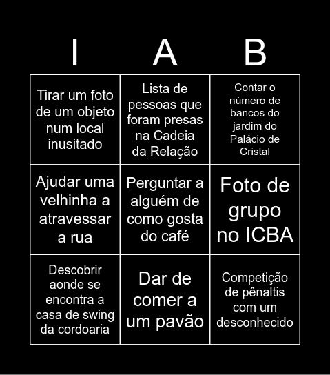 Atividades para um Cascus Bingo Card