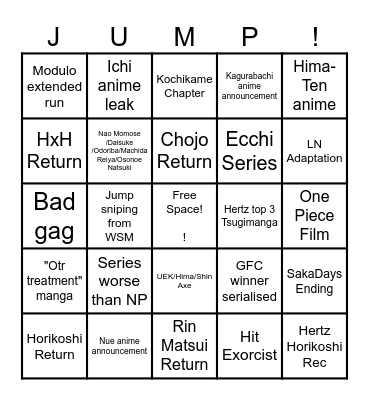 JUMP 2026 Bingo v2 Bingo Card