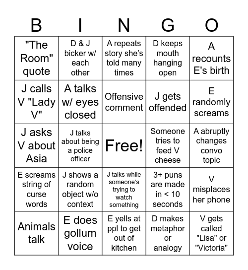 Trauma Coping Bingoism 2025 Bingo Card