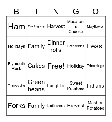 Thanksgiving Bingo Card