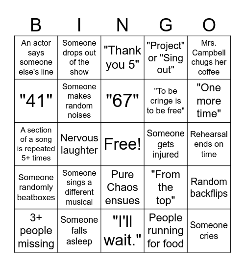 BATB Rehearsal BINGO Card