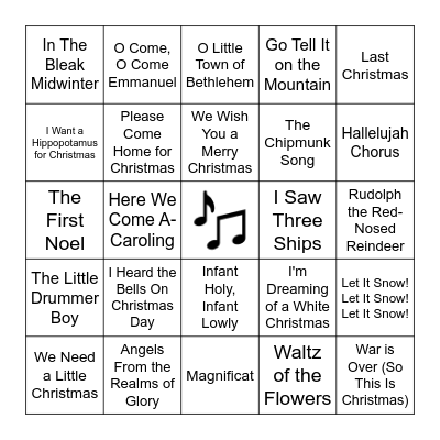 Christmas Music Bingo Card