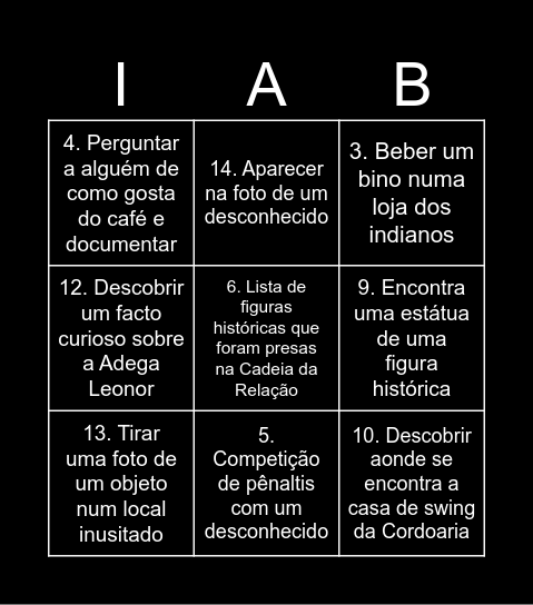 Atividade para Cascus Bingo Card