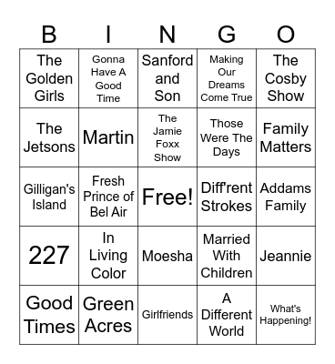 TV Shows Bingo Card