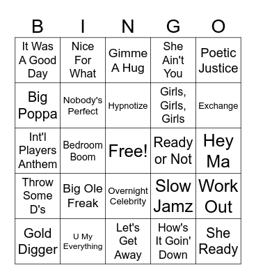 Songs With Samples Bingo Card