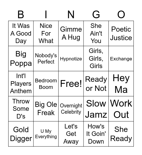 Songs With Samples Bingo Card
