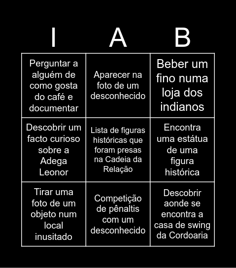 Atividade para Cascus Bingo Card