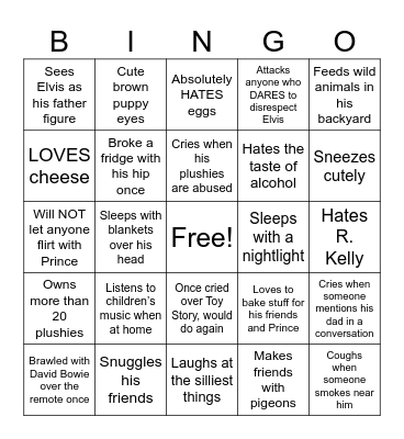 Michael Jackson Headcanons Bingo Card