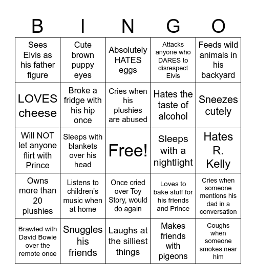 Michael Jackson Headcanons Bingo Card