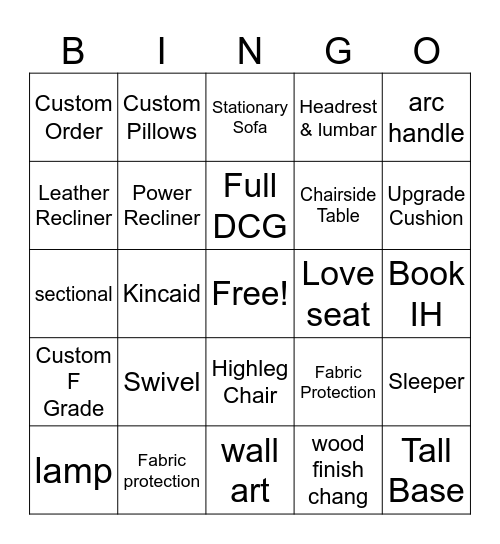LAZBOY Bingo Card