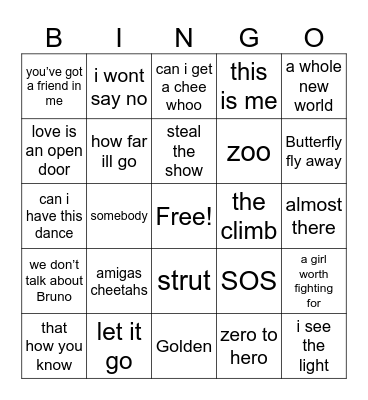 For the kids ! Bingo Card