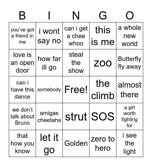 For the kids ! Bingo Card
