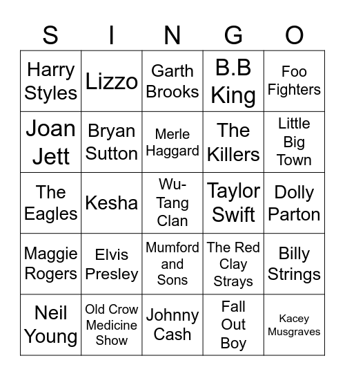 Whos been to church? The Ryman Singo: One Line Bingo Card