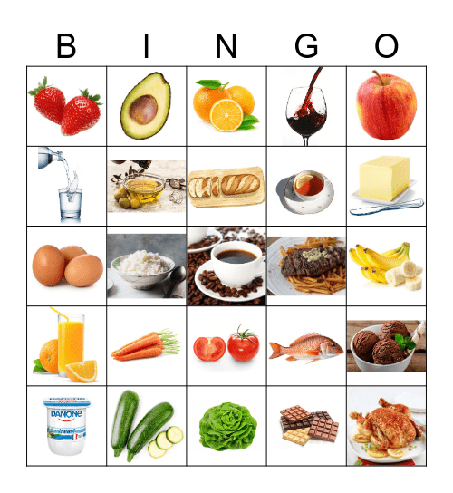 Les Aliments Bingo Card